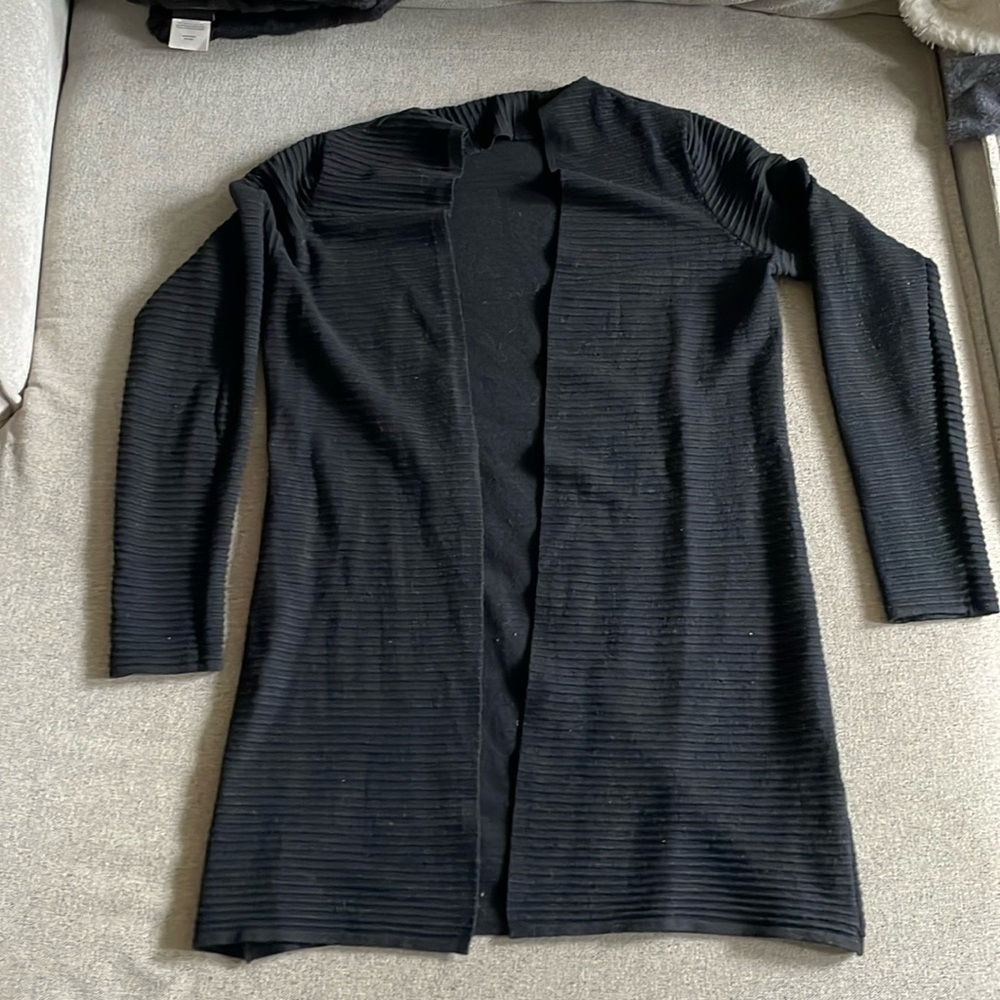Black wide Ribbed Long Cardigan